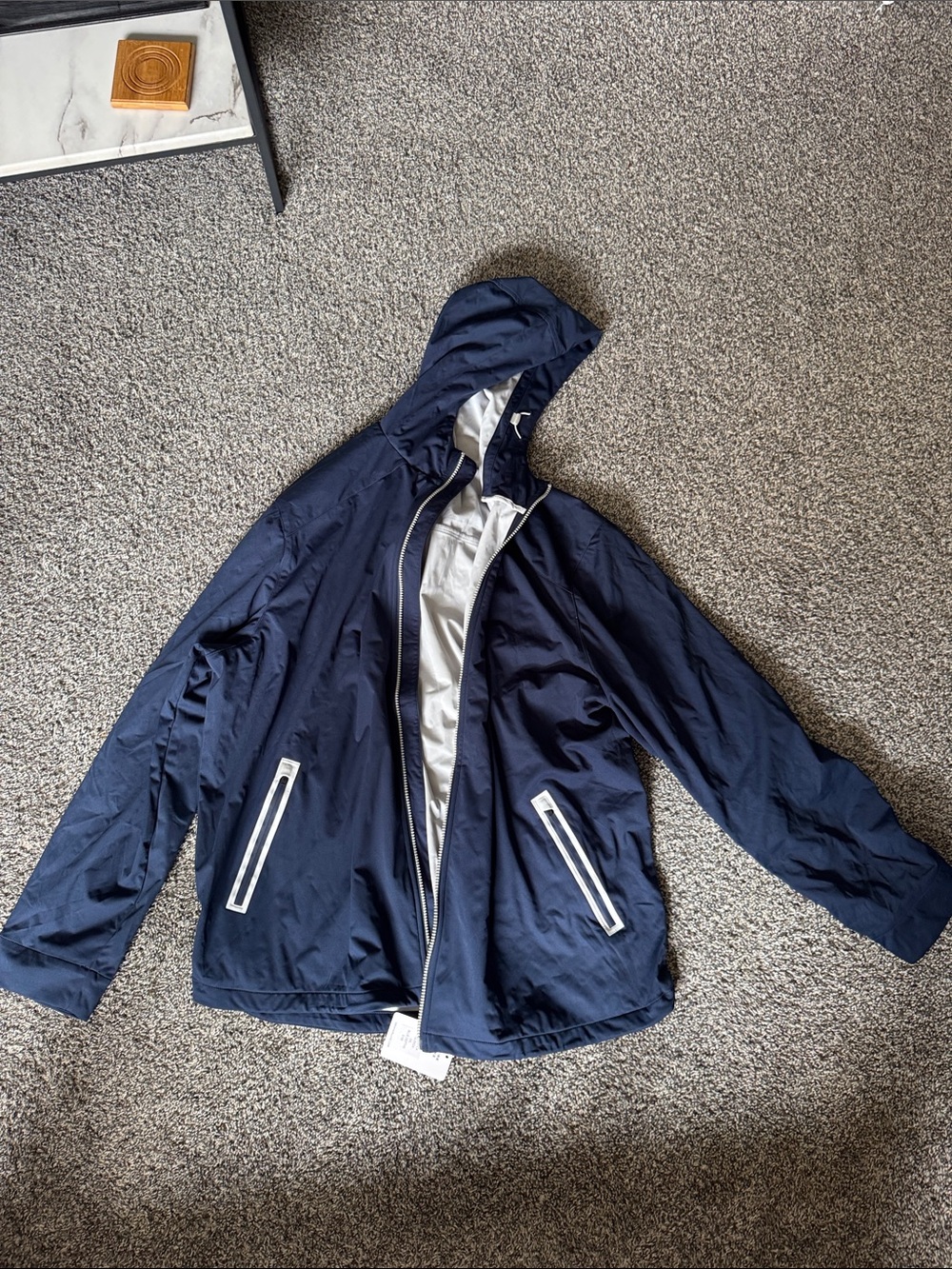 Men's Navy Hooded Windbreaker Jacket - Lightweight Water-Resistant Graham Luxe